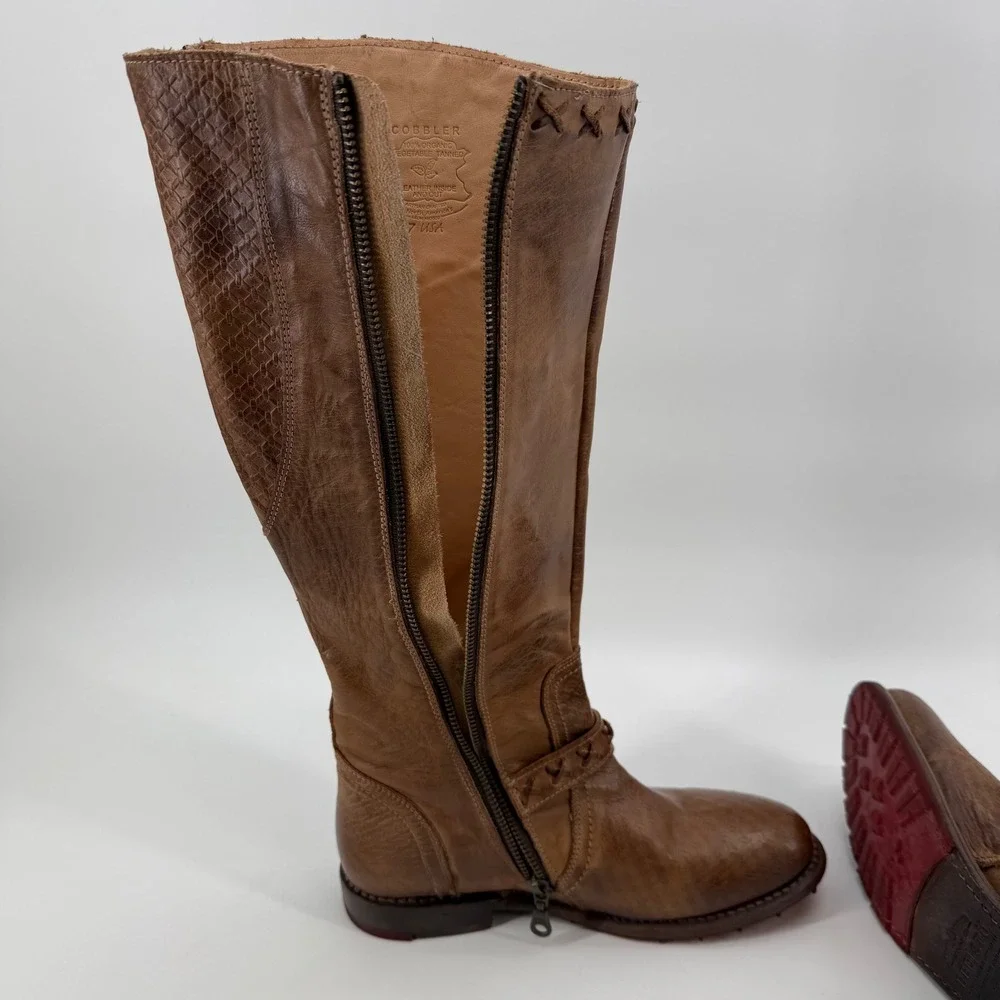 Bed‎ Stu Cobbler Series Distressed Riding Boots Womens 7 Brown Leather Tall